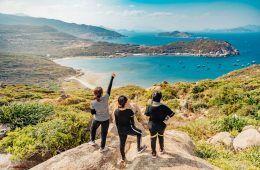 three women on mountain